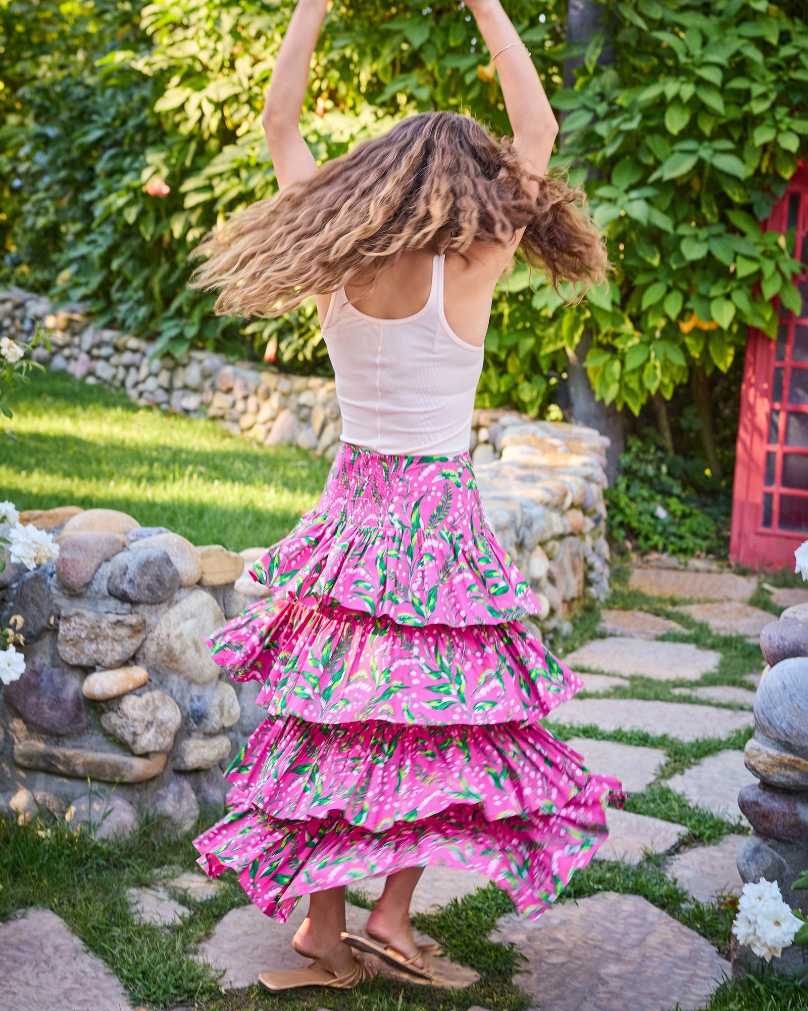 Lily Of the Valley - Terrace Skirt - Pink - Printfresh
