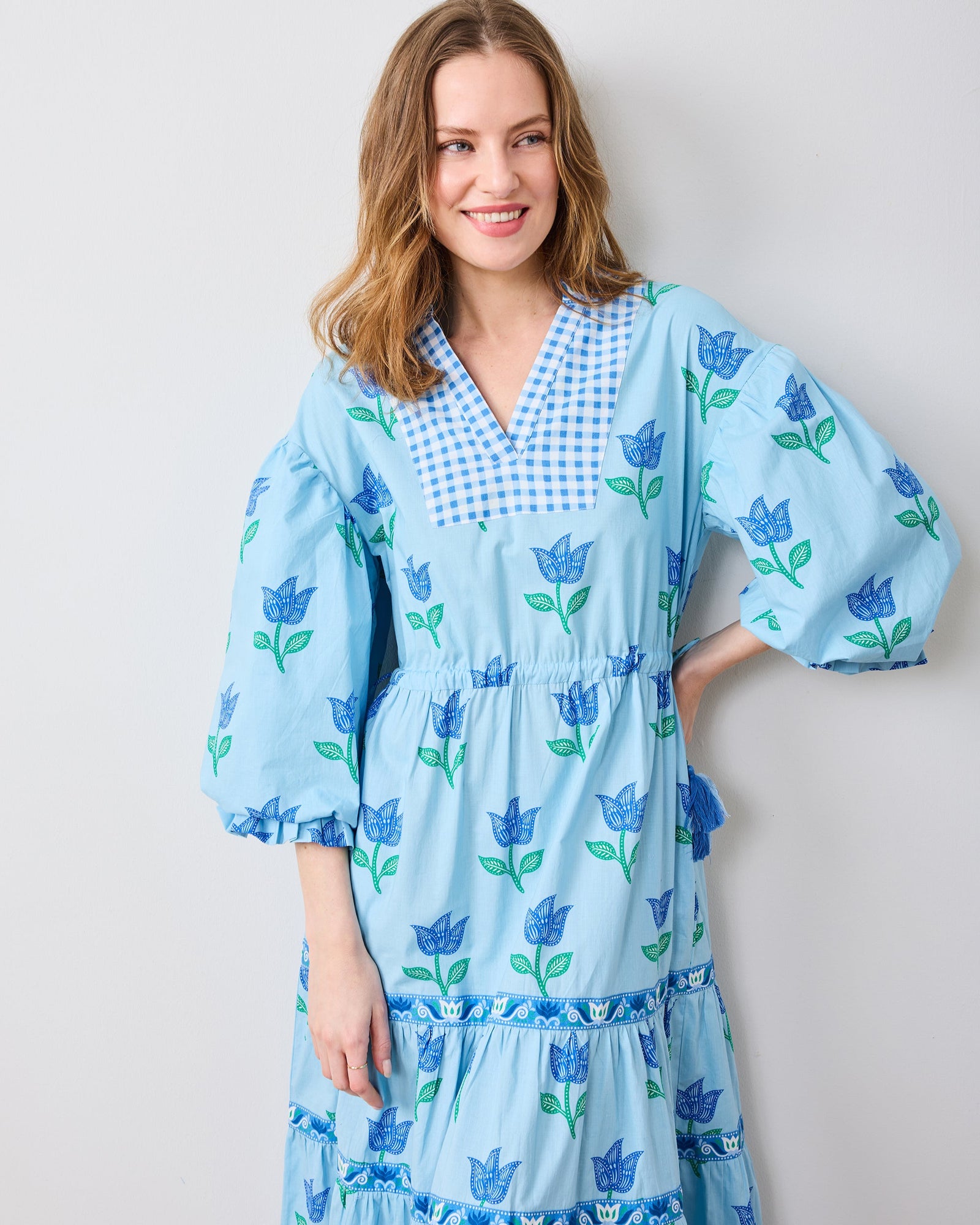 Tulip Bloom - Coconut Cafe Dress - Oasis Sky - Printfresh