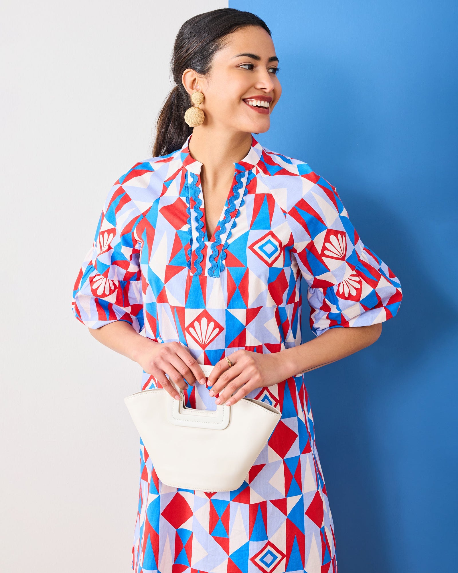 Underwater Mosaic - Isabella Dress - Retro Red - Printfresh