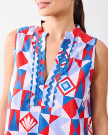 Underwater Mosaic - Ocean View Long Tunic Dress - Retro Red - Printfresh