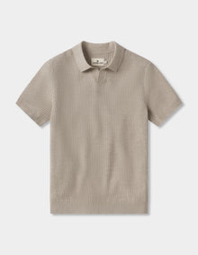 Men | Waffle Stitch Polo | Flax