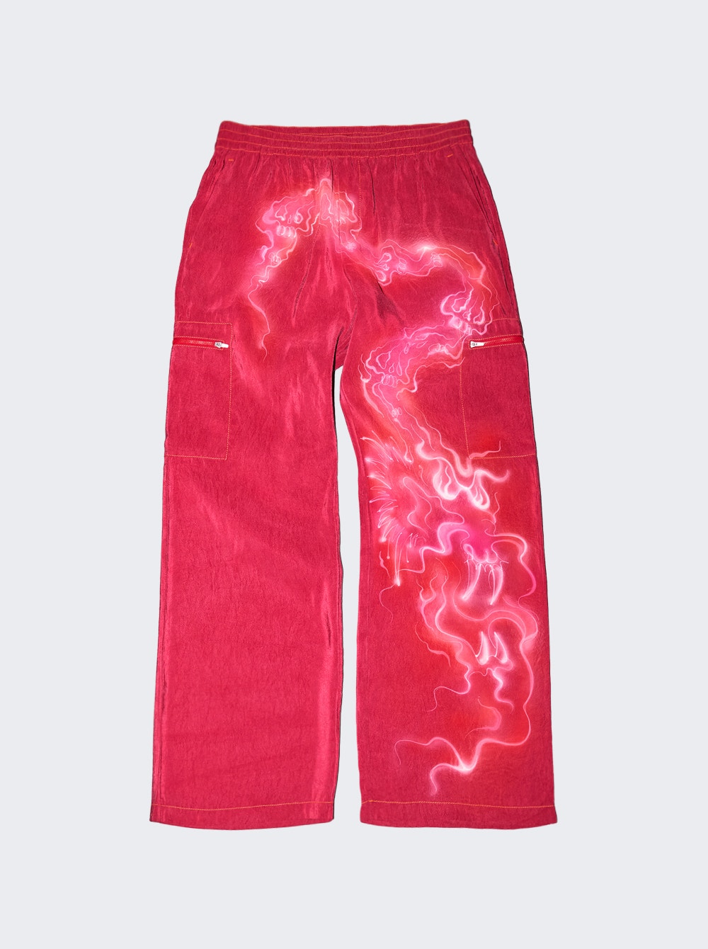 Men | Casella Meyer | Silk Dragon Cargo Pants | Red