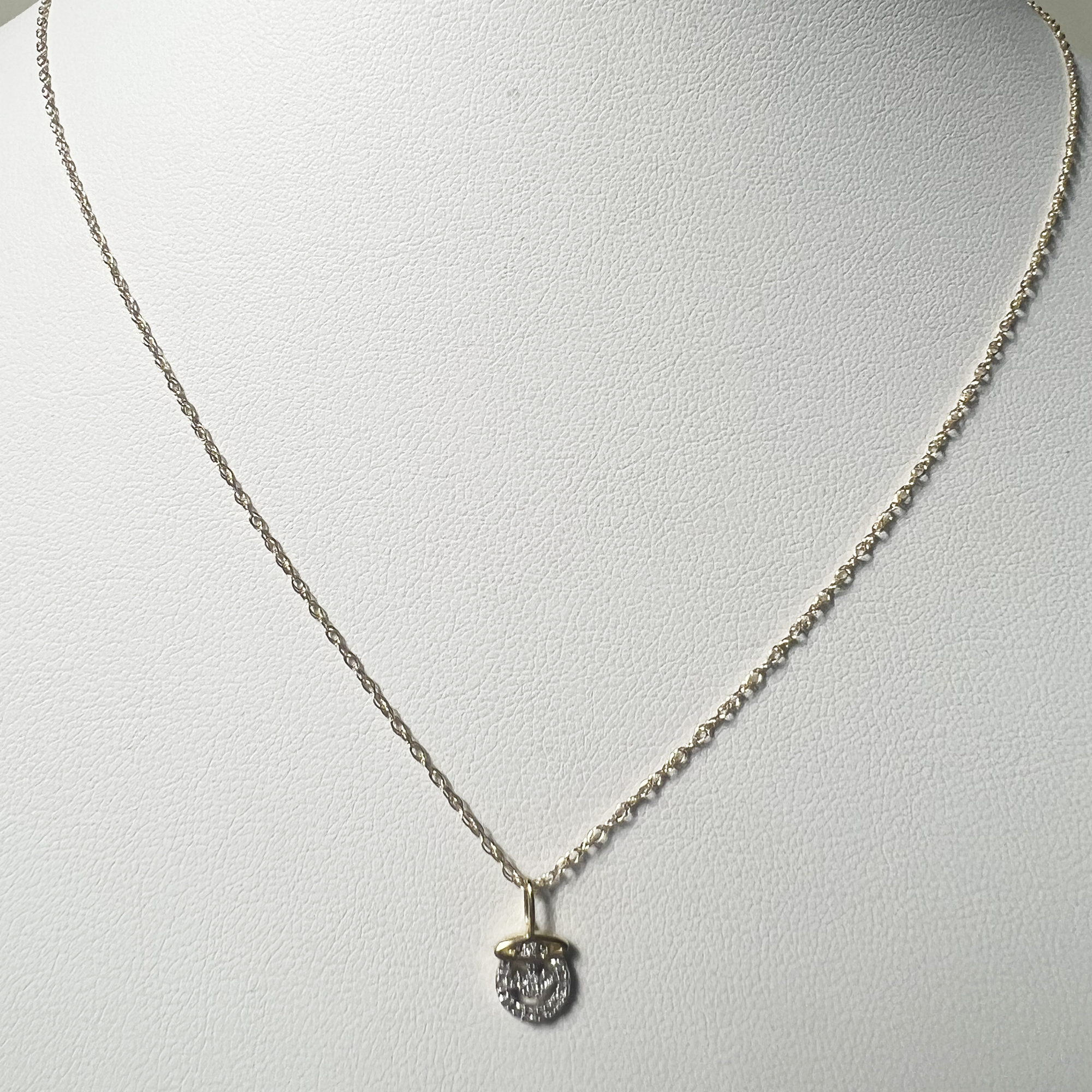 Pave Smiley Angel Necklace | 10K Yellow Gold | White Pave Diamond