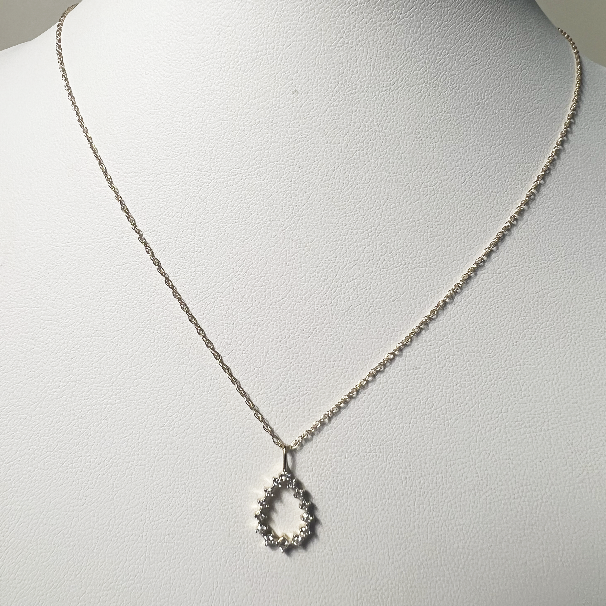 Diamond Blaze Droplet Necklace | 10K Yellow Gold | White Pave Diamond