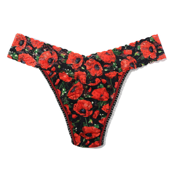 Signature Lace Original Rise Thong | Poppy Holiday (Black)