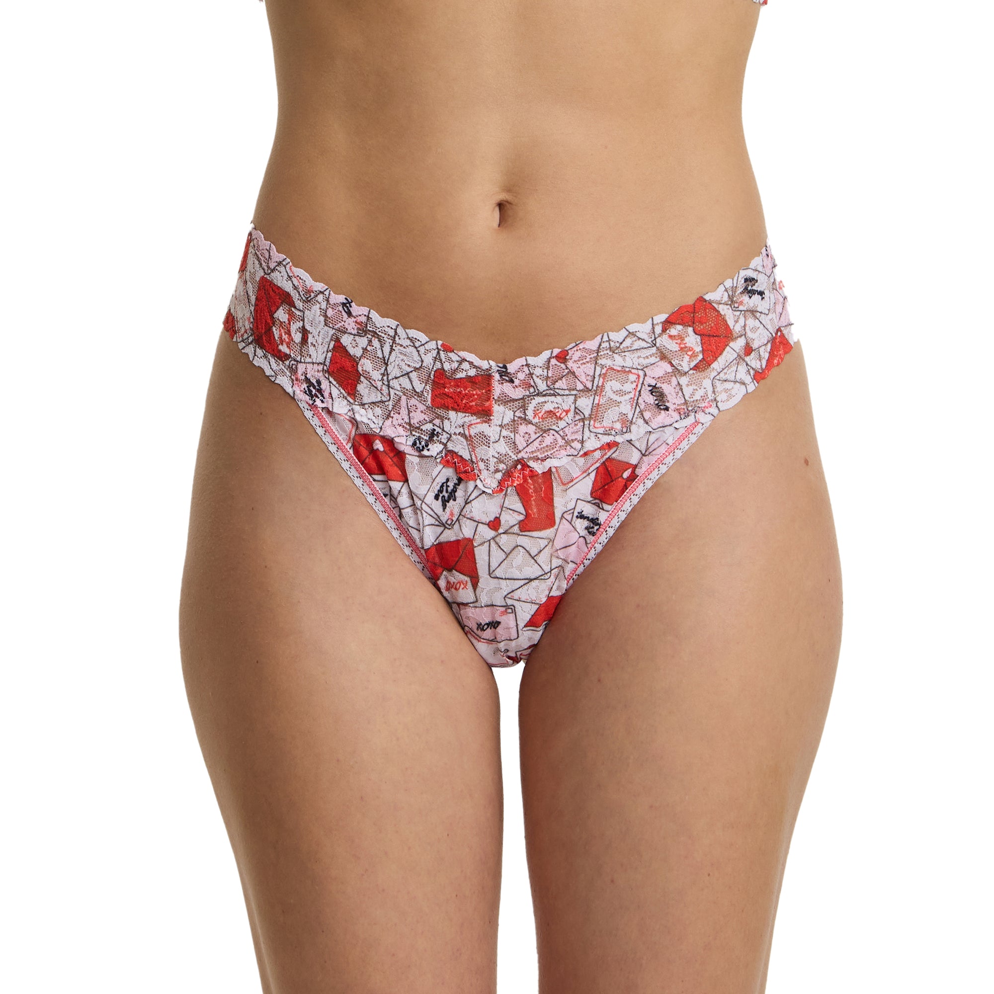 Signature Lace Original Rise Thong | With Love (White)