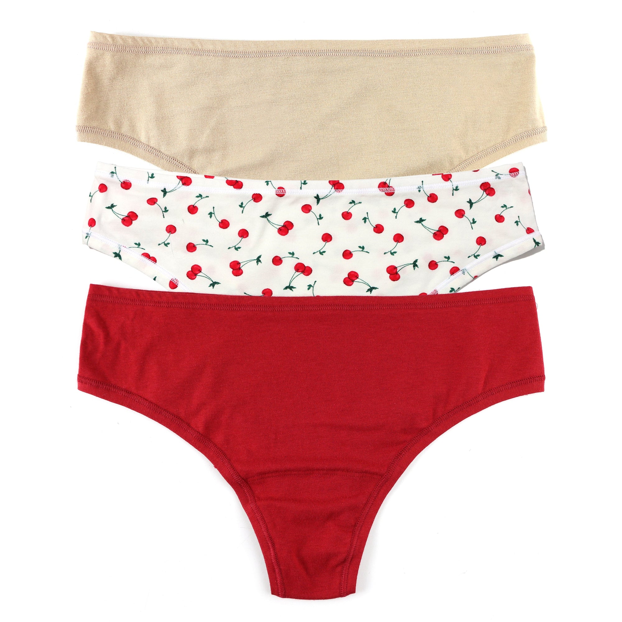 3-Pack Playstretch Natural Rise Thong | Chai/Cherry On Top/Cayenne