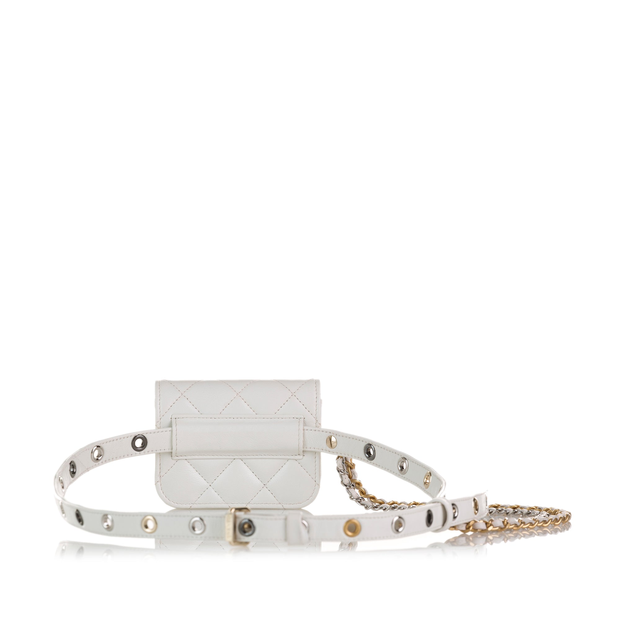Chanel | Pre-Owned Punk Chain Leather Belt Bag | White
