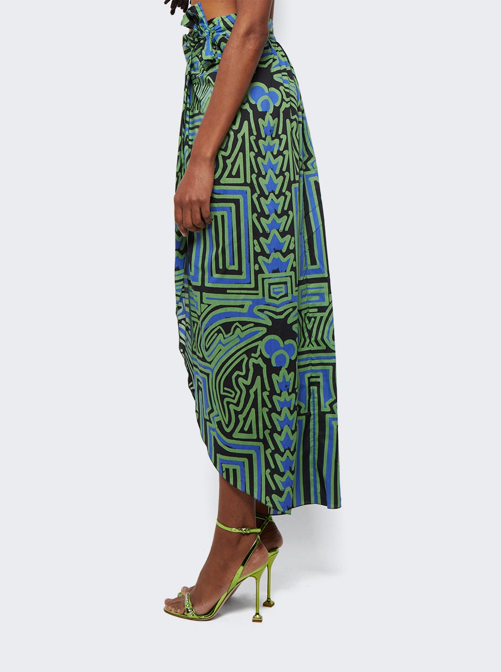 Women | Johanna Ortiz | Dialecto Tropical Wrap Skirt And Neon Green | Black