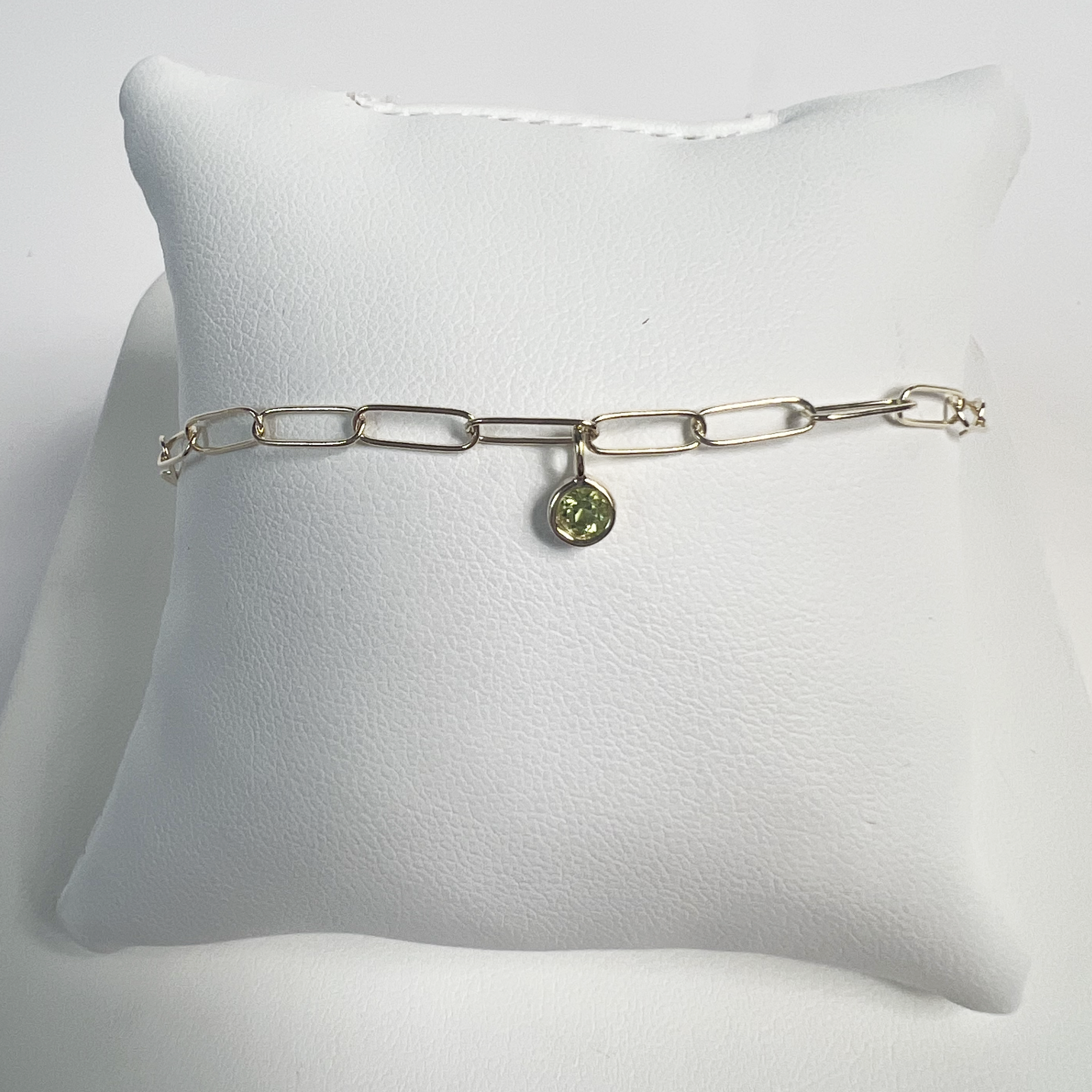 Birthstone Paperclip Bracelet | 10K Yellow Gold