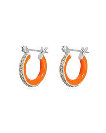 Pave Amalfi Huggies - Neon Orange - Silver | Plated Silver