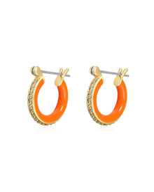 Pave Amalfi Huggies - Neon Orange - Gold | Plated Gold