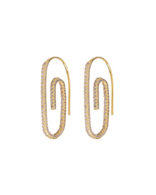 Pave Paper Clip Earrings - Gold | Plated Gold