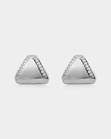 The Pave Shield Studs | Silver | Cubic Zirconia