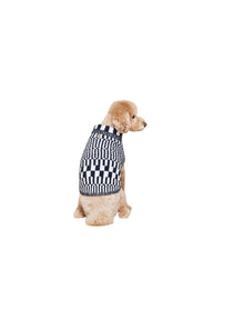 Pet | Cozychic Abstract Check Sweater | He Pearl-Indigo