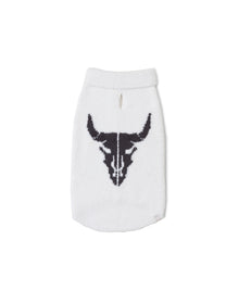 Pet | Cozychic Longhorn Skull Sweater | Cream-Dark Brown