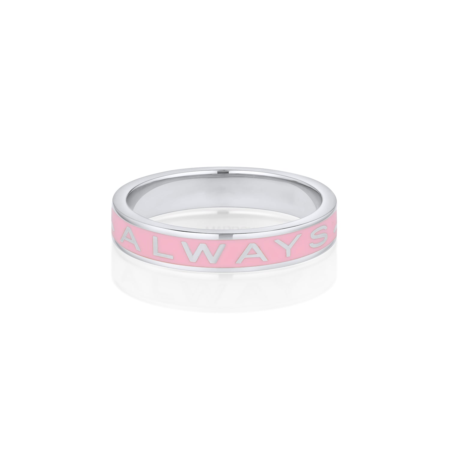 Women | "Always" Gold Memory Ring – Pink Enamel | 14k White Gold