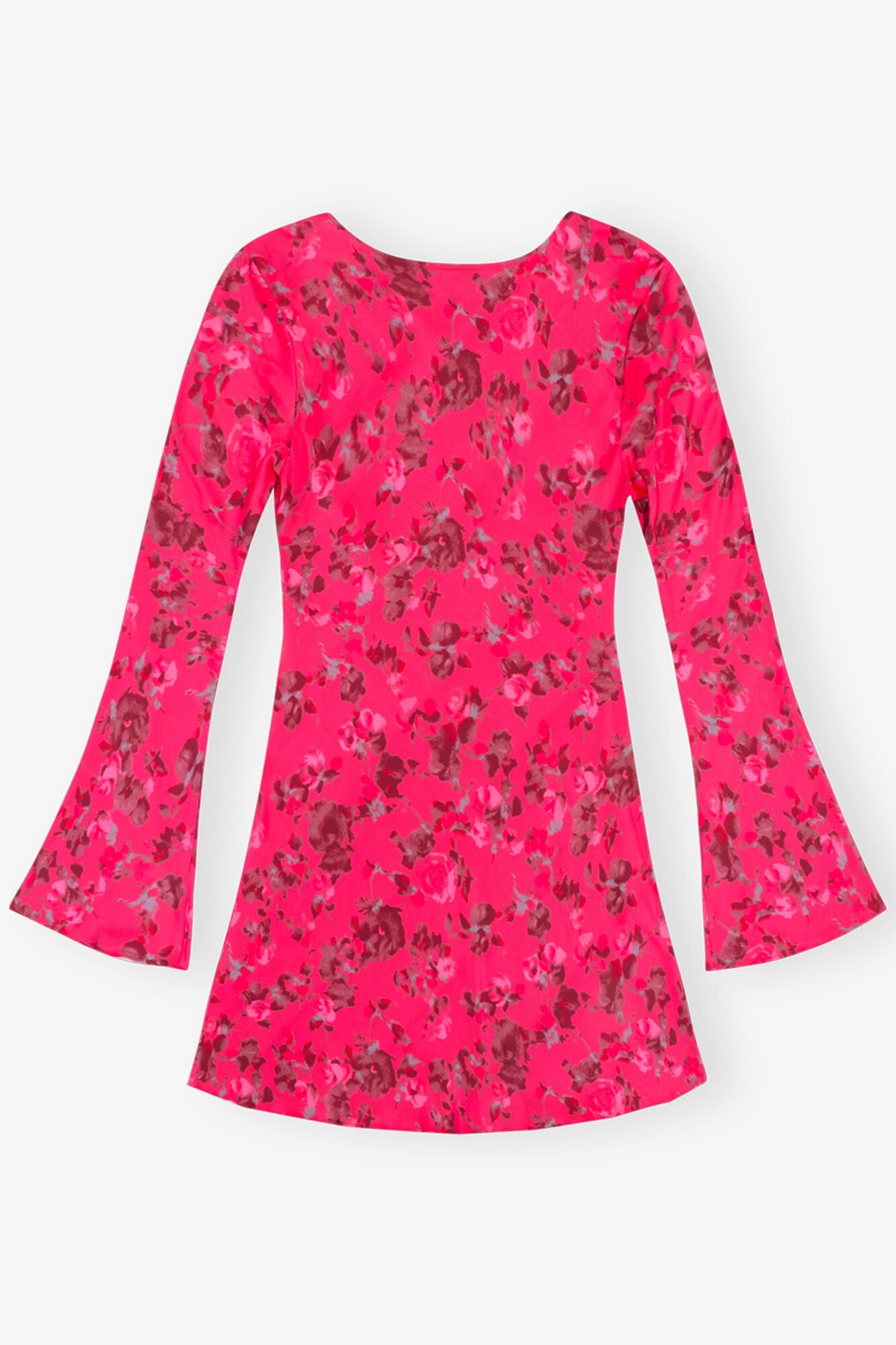 Pink Floral Printed Satin Mini Dress | Raspberry Wine