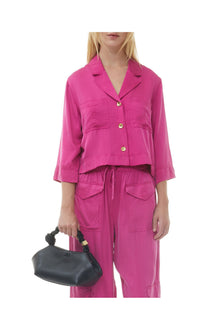 Pink Washed Satin Pocket Trousers | Fuchsia Red