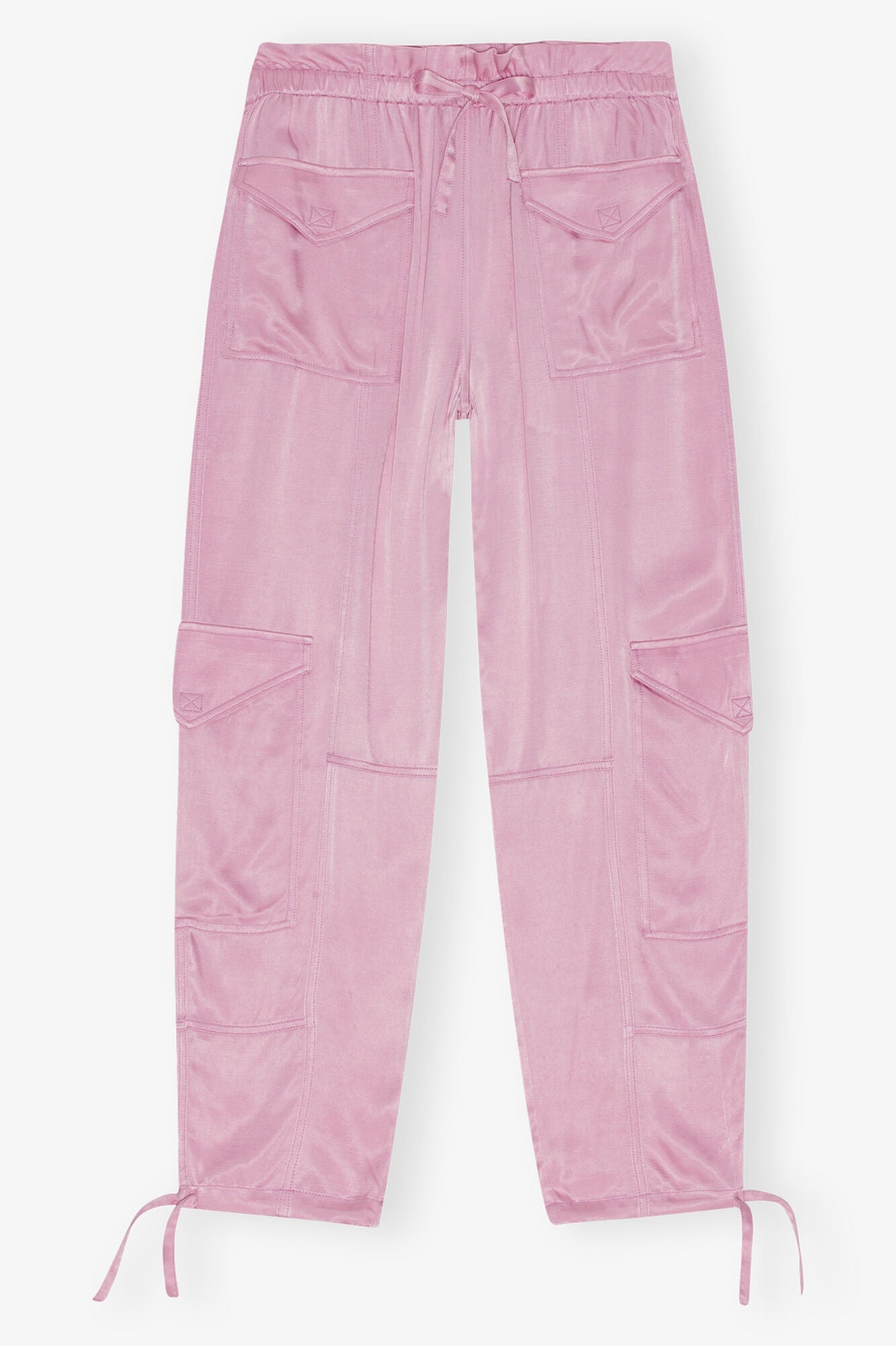 Pink Washed Satin Trousers | Bleached Mauve