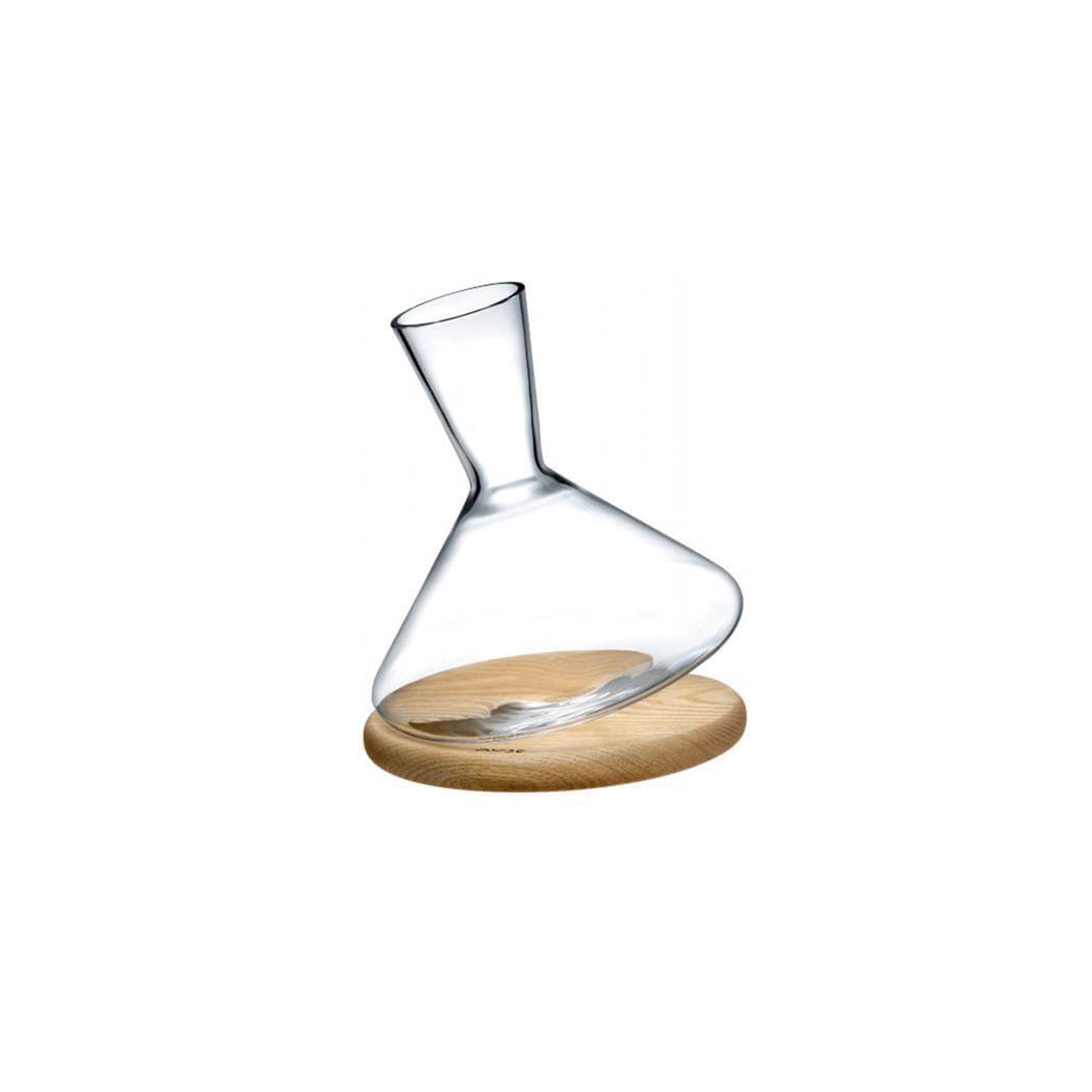 Balance Wine Decanter With Wooden Base | Clear Crystal/Wood