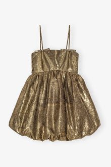 Pleat Strap Mini Dress | Gold