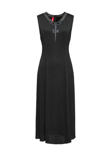 Pleated Triacetate Dress | Black