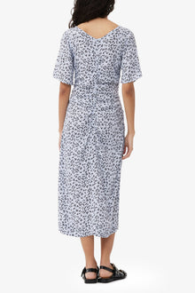 Printed Crepe U neck Midi Dress | Heather
