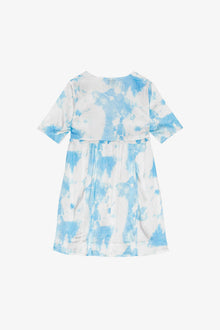 Printed Satin Short Sleeve Mini Dress | Powder Blue