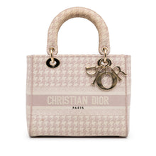 Dior | Pre-Owned Medium Embroidered Canvas Houndstooth Lady D Lite | Pink/Light Pink