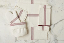 Kitchen Tea Towel | Vintage Merlot Red Stripe | Set of 2