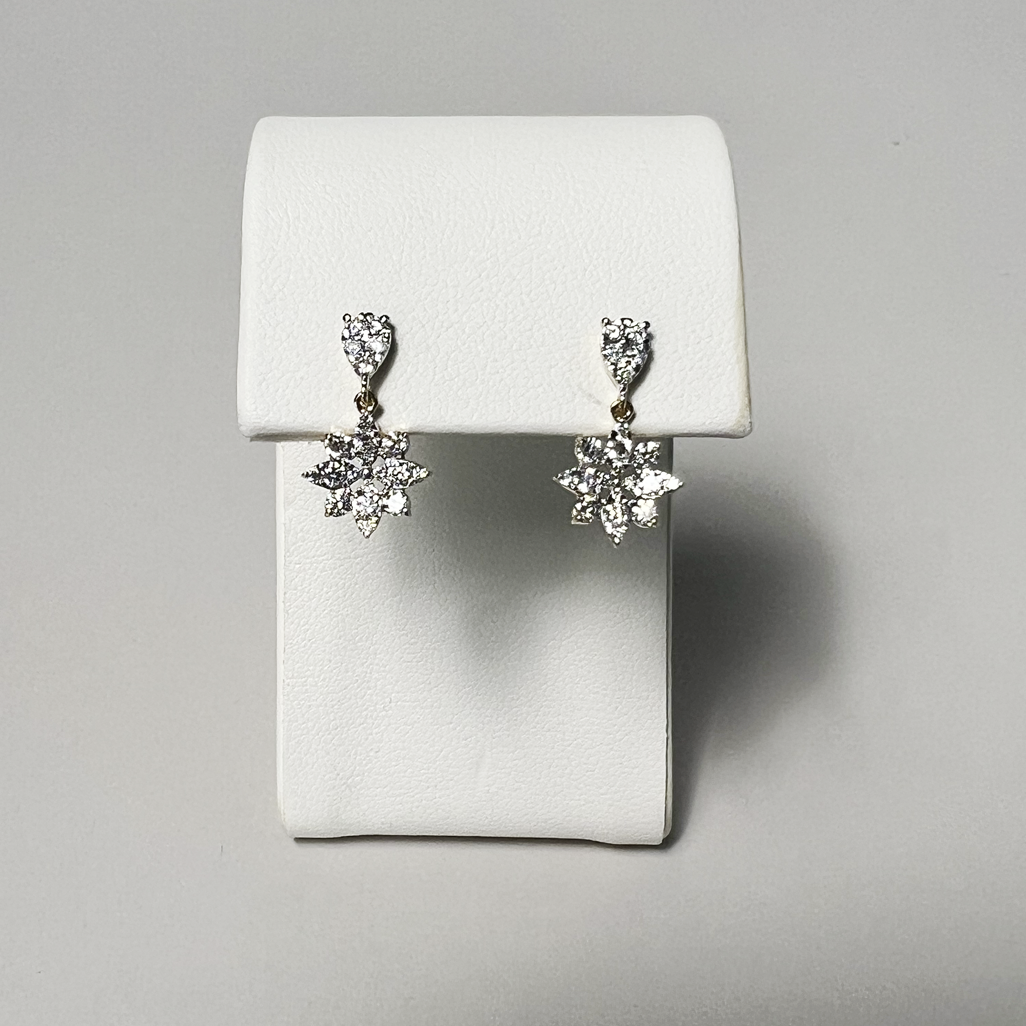 Diamond Tea Rose Drop Earring - V2 | 14K Yellow Gold
