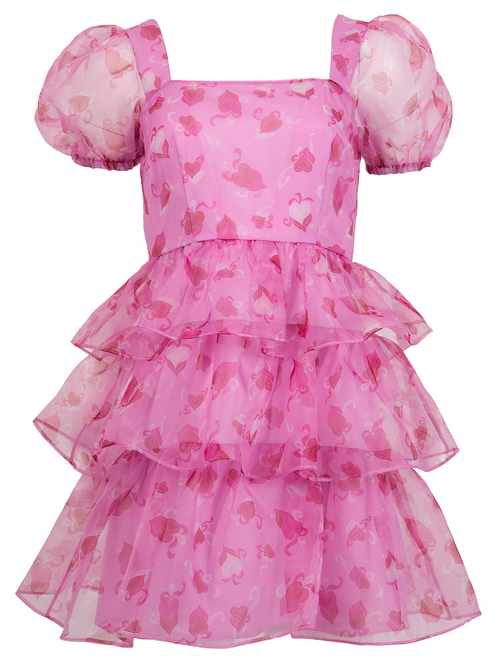 Women | HVN | Mimi Tiered Heart Print Mini Dress | Pink