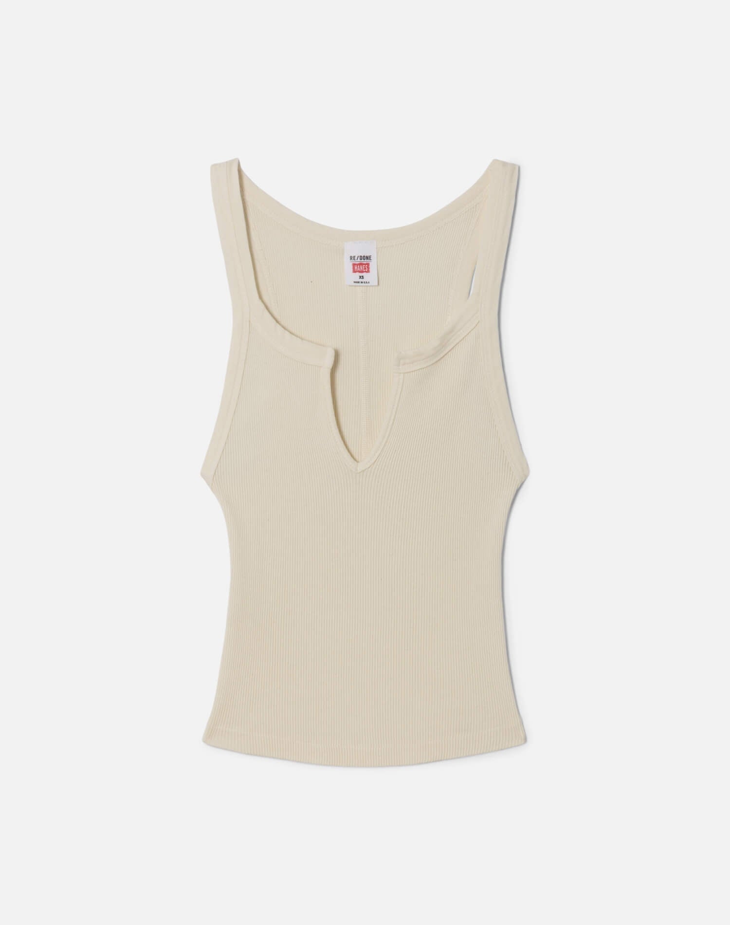 Womens | Hanes V Cut Ribbed Tank | Shortbread