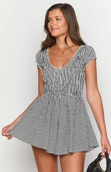Raldo Playsuit | Black Gingham