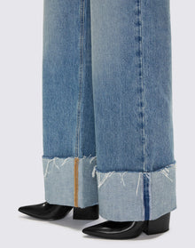 Womens | High Rise Wide Leg Cuff | Vintage Biker Blue