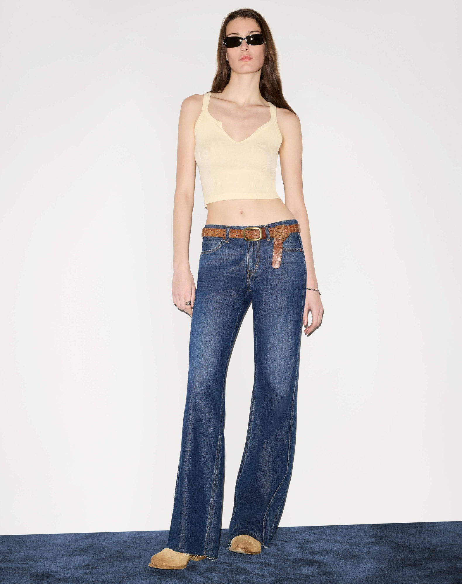 Womens | Hanes V Cut Ribbed Tank | Shortbread