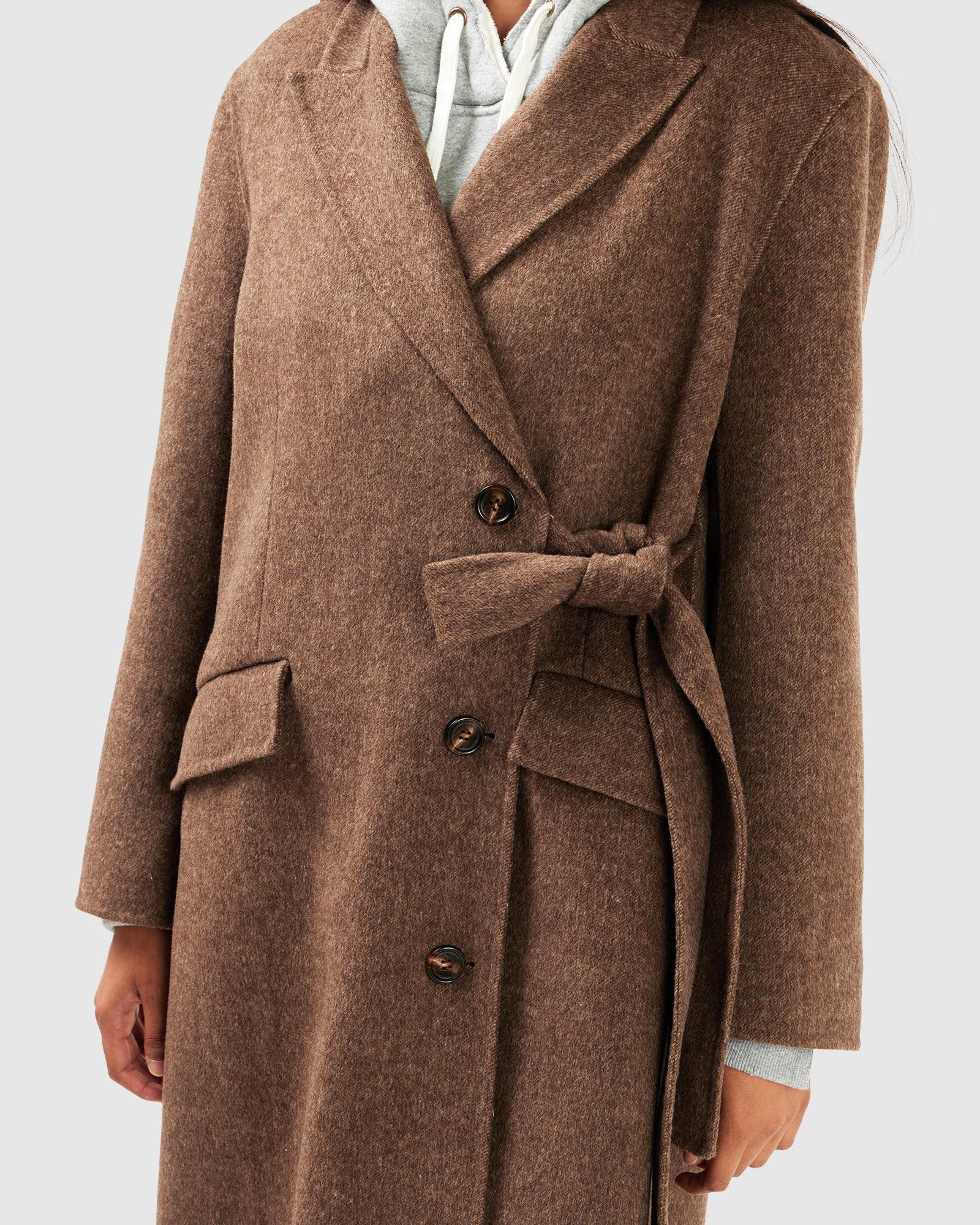 Right There Side Tie Coat | Women | Walnut