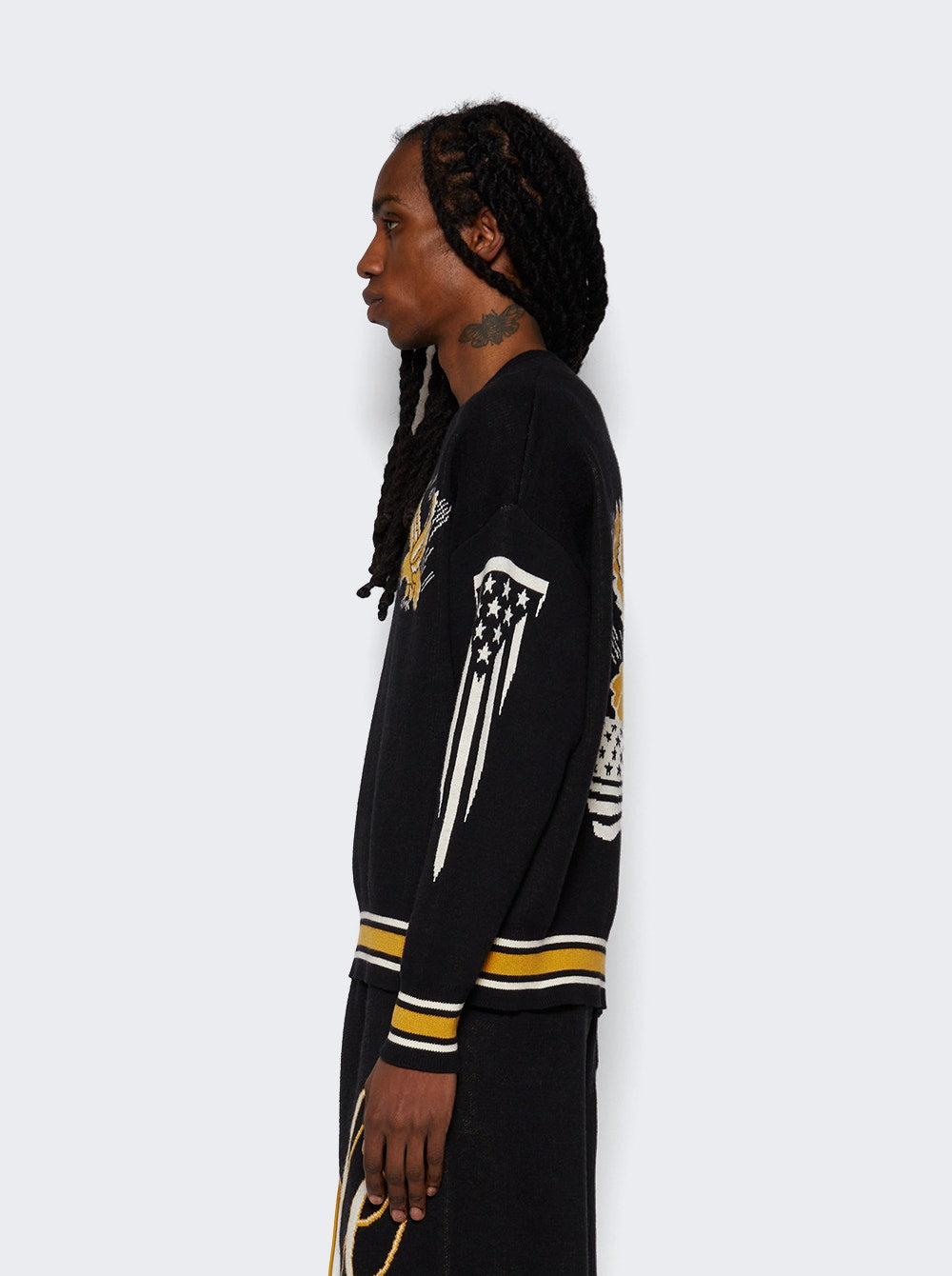 Men | Rhude | Eagle Souvenir Knit Crewneck | Black & Yellow