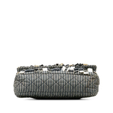 Chanel | Pre-Owned Medium Cotton Striped Double Flap | Blue