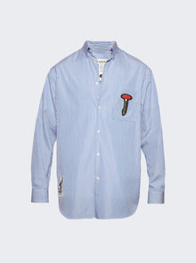 Men | Lanvin | Printed Regular Fit Poplin Shirt | Blue & White