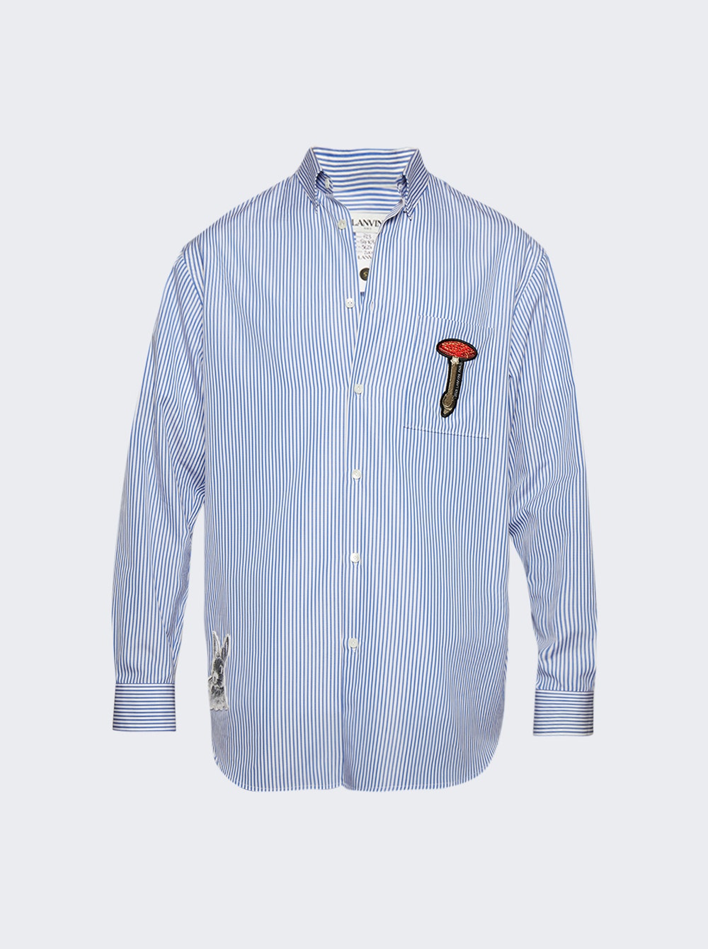 Men | Lanvin | Printed Regular Fit Poplin Shirt | Blue & White