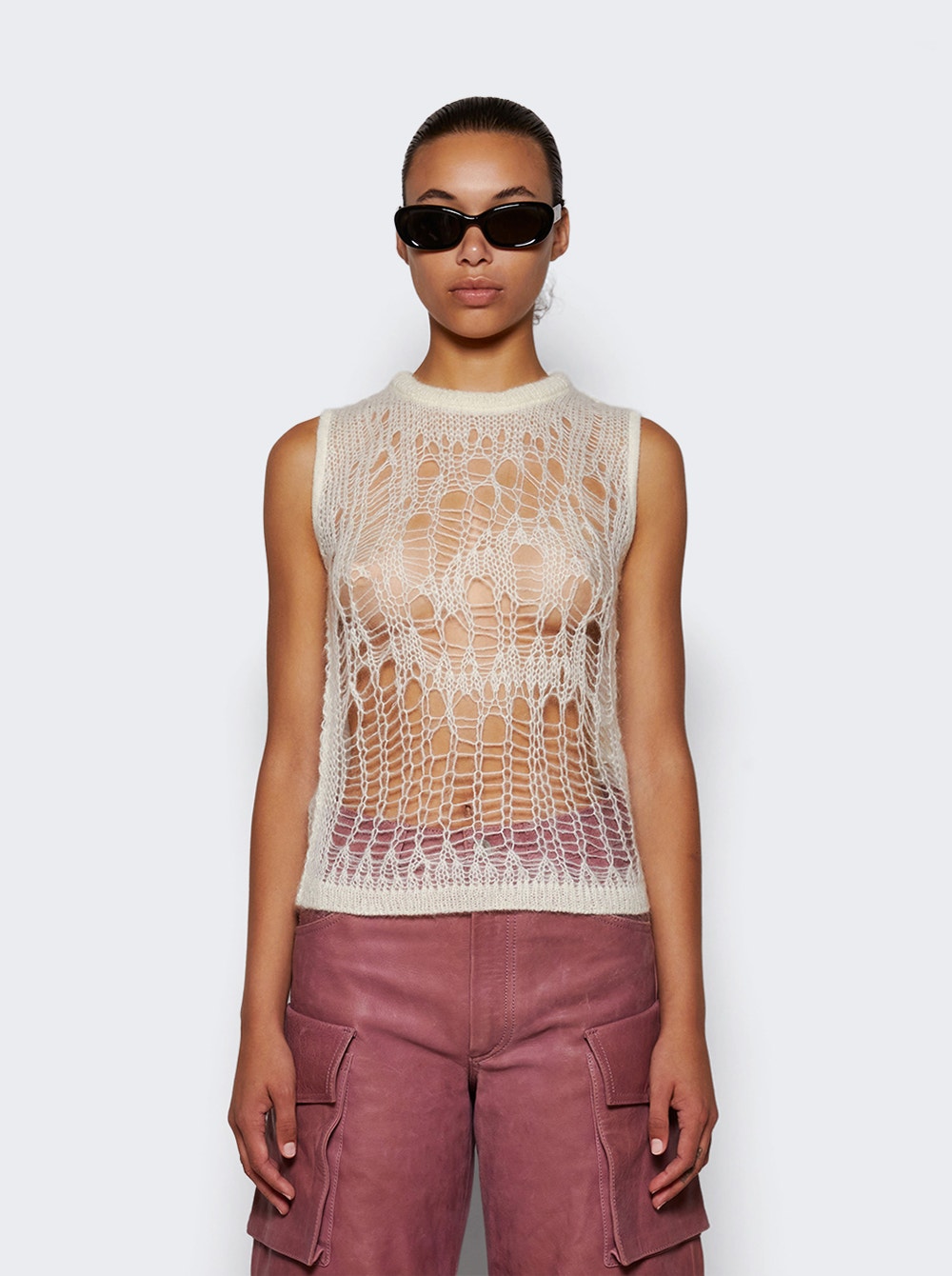 Women | Rick Owens | Spider Open-knit Tank Top Milk | White