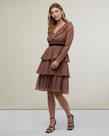 Ruffle Tiered Midi Dress | Nude