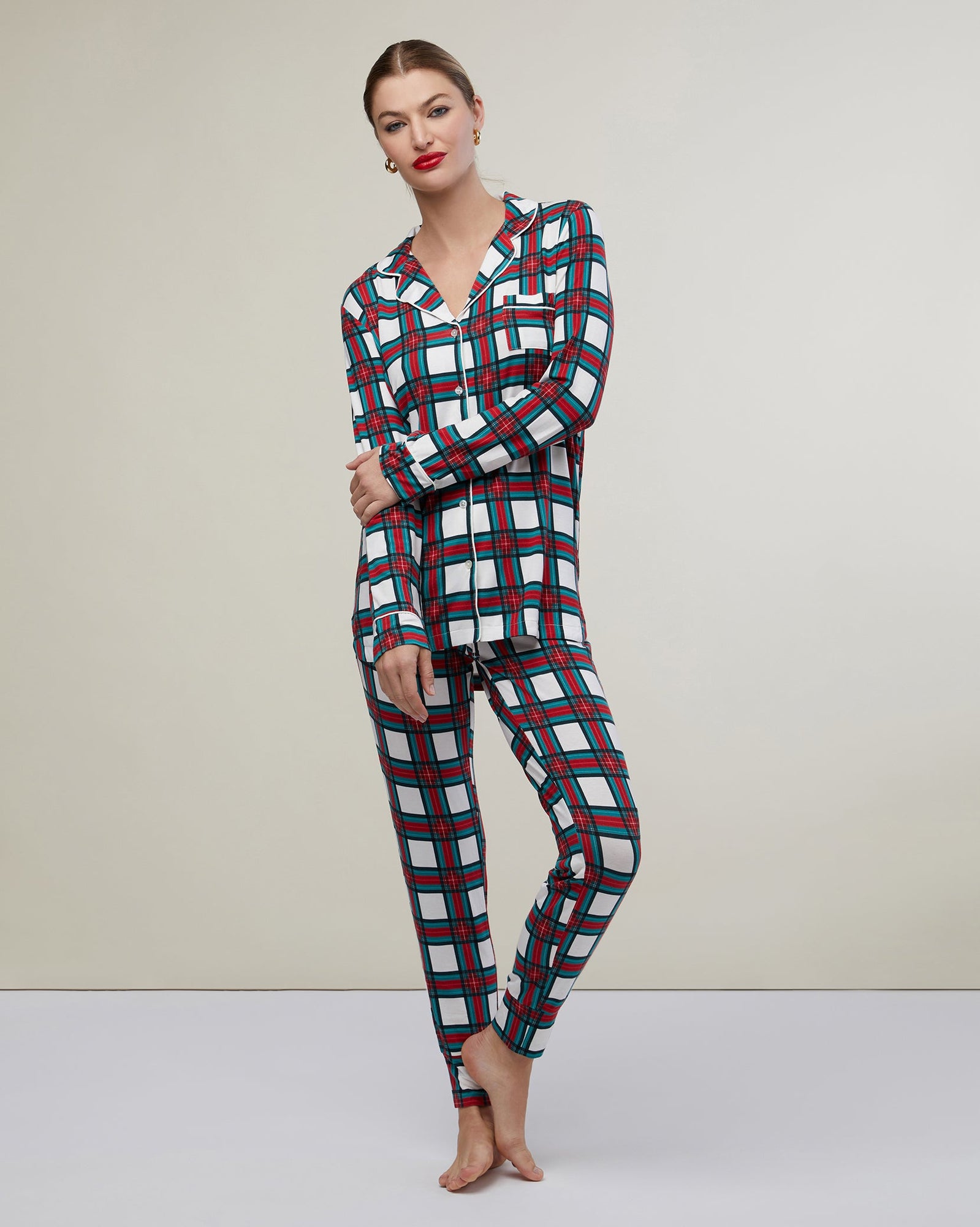 Long Sleeve Pant Jersey Pajamas | Ivory