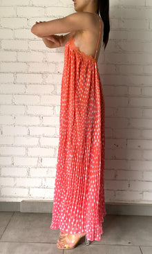 Rococo Sand | Blaire Polyester Chiffon Long Dress | Neon Pink
