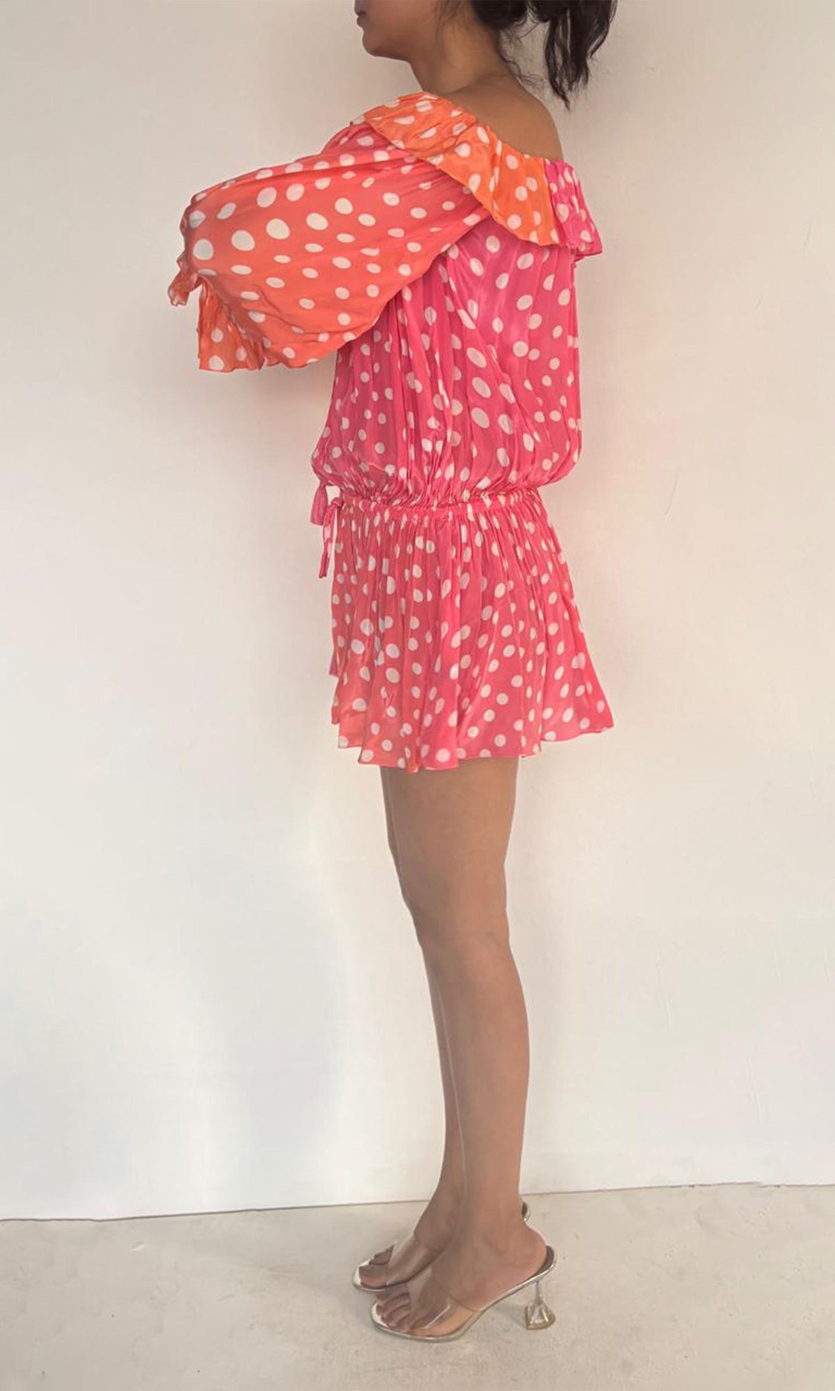 Rococo Sand | Blake Viscose Flat Chiffon Short Dress | Peach Multi