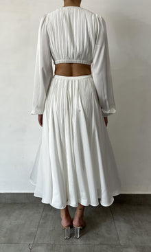 Rococo Sand | Bree Polyester Satin Long Dress | White