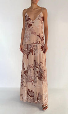 Rococo Sand | Cali Viscose Natural Crepe Long Dress | Beige