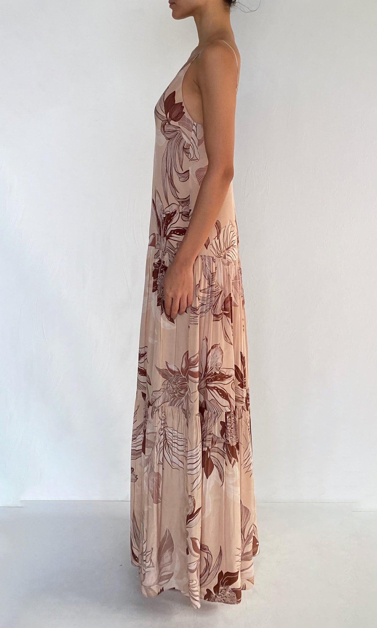 Rococo Sand | Cali Viscose Natural Crepe Long Dress | Beige